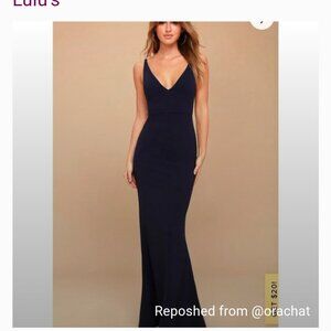 Lulus S Melora Navy Blue Sleeveless Maxi Dress